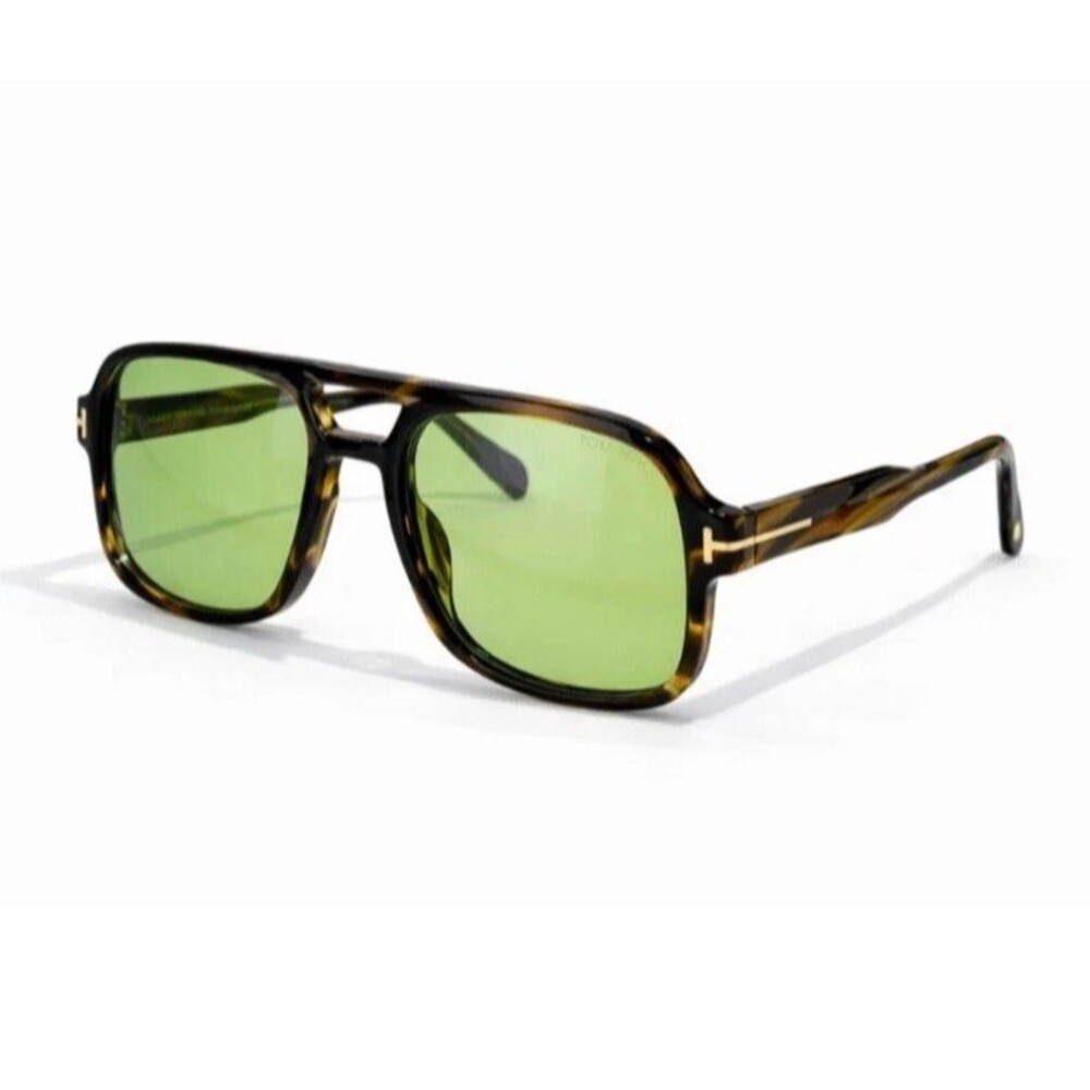 Tom Ford Falconer Aviator Sunglasses Havana Frame Green Lens 60-18-145 W Case